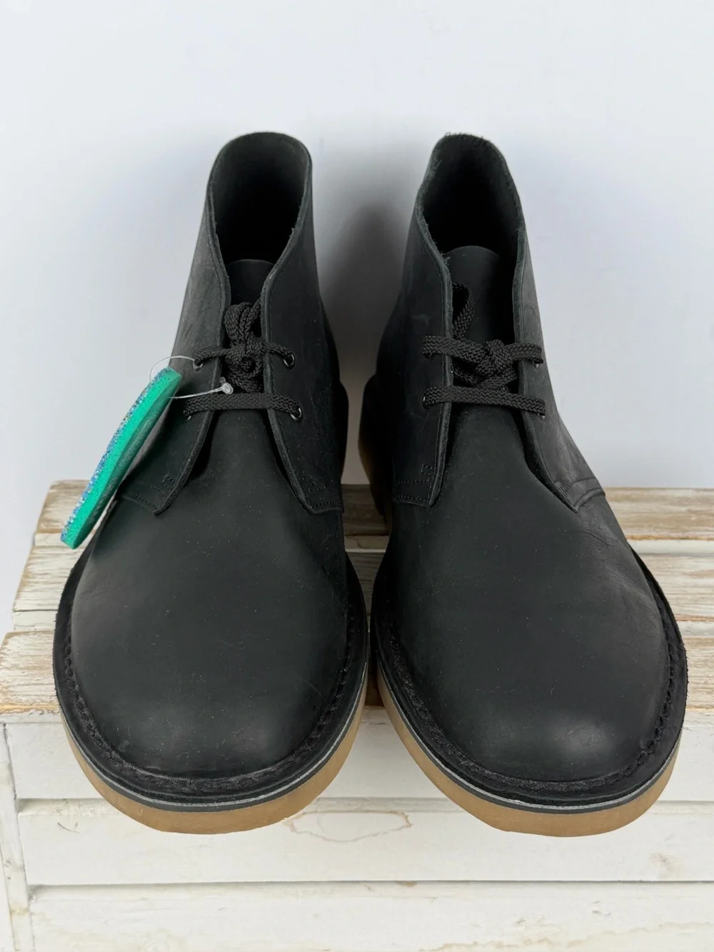 Clarks Bushacre 3 Chukka Boots classic black leather upper size 11W